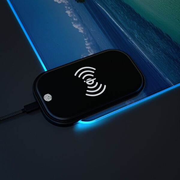 LED + wireless Charging Mouse Pad, Desk Mat, "Little Island" Design, Tech Gift, Home Office Essentials Inspirational - Image 5