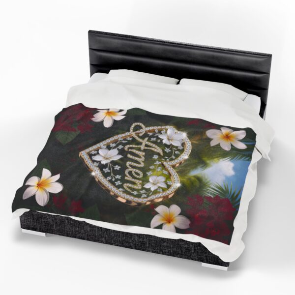 Our Beautiful "Amen" Inspirational 'Diamond Ring Heart' Design! Velveteen Plush Throw Blanket - A Cozy Gift for Anniversary, Home Decor, Bedding - Image 2