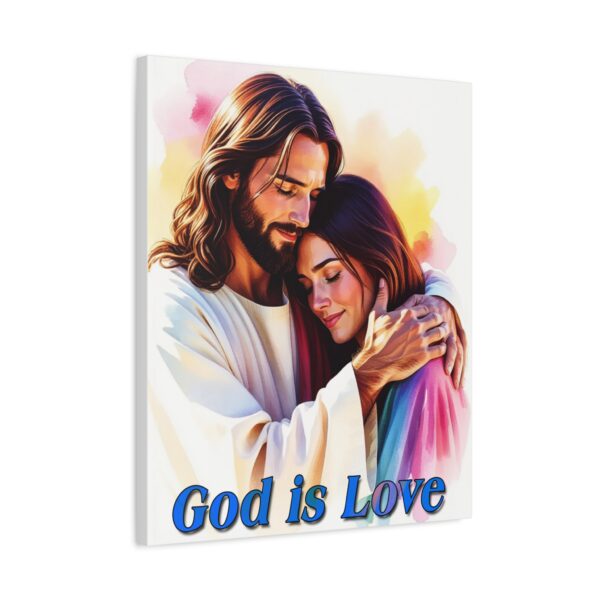 Inspirational Wall Art Canvas, "God is Love" Jesus hugging a young lady! Christian Home Decor, Uplifting Religious Gift, Faith-Based Artwork - Image 10