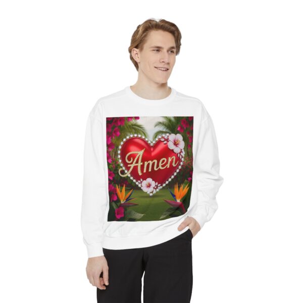 Sweatshirt Unisex Inspirational-With our beautiful "Amen" 'Solid Red Heart'- Faith Apparel, Unisex Top, Religious Gift, Comfort Wear, Church Event Style - Image 6