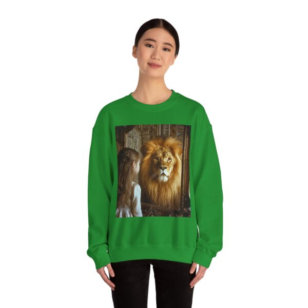 Crewneck Sweatshirt with our 'Lion in the Mirror' Inspirational design! Inspirational Biblical, Vintage, Lion of Judah and Aslan-Inspired Gift - Image 14