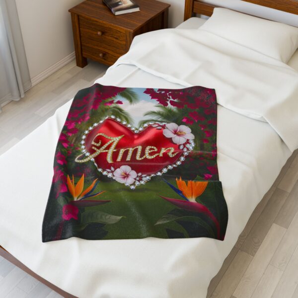 Our Beautiful "Amen" Inspirational 'Solid Red Heart' design Velveteen Plush Throw Blanket - A Cozy Gift or for Home Decor, Bedding - Image 5