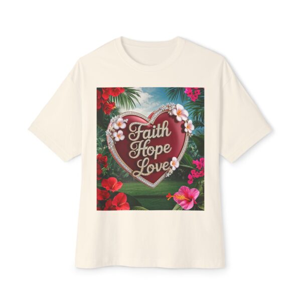 Our "Faith Hope Love" 'Solid Red Heart' Design Boxy T-Shirt Inspirational Christian Faith Apparel Unisex Cotton Tee, Oversized Boxy Top T-shirt - Image 7