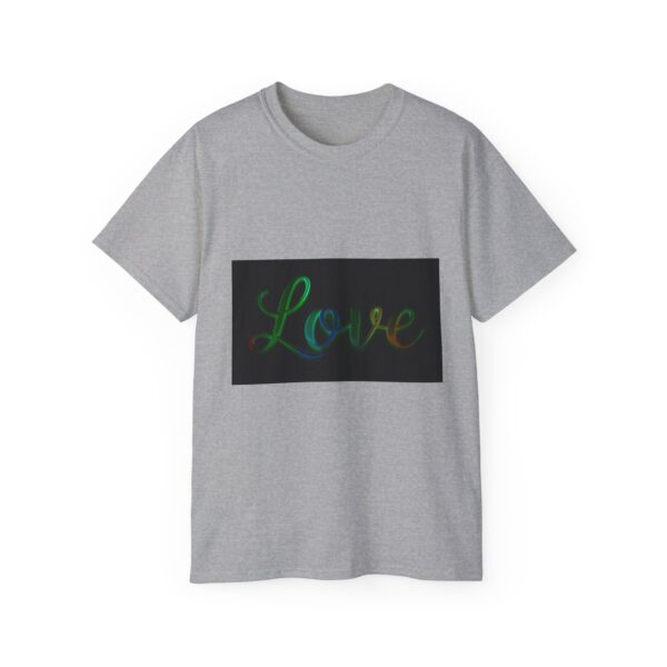 Our inspirational "Love" 'light in darkness' Design!! on a Christian Unisex Cotton T-Shirt, Faith Spiritual Apparel, Love Gift - Image 7