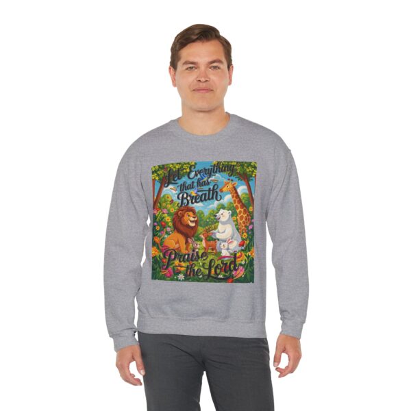 Crewneck Sweatshirt with our inspirational "Let Everything that has Breath Praise the Lord!" Design! Vintage Inspired Faith Apparel, Gospel Fashion Unisex Heavy - Image 12