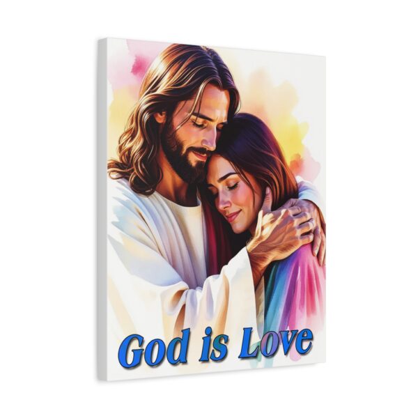 Inspirational Wall Art Canvas, "God is Love" Jesus hugging a young lady! Christian Home Decor, Uplifting Religious Gift, Faith-Based Artwork - Image 7
