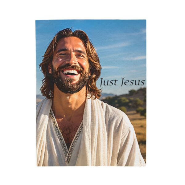 Our "Just Jesus" Design Inspirational Velveteen Plush Throw Blanket. A Cozy Gift for Anniversary, Wedding Faith Home Decor Bedding - Image 9
