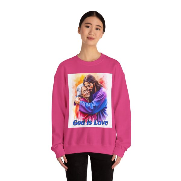 Crewneck Sweatshirt with our "God is Love" series with Jesus hugging Grandmother! Inspirational Biblical, Vintage Inspired, Gift - Image 45