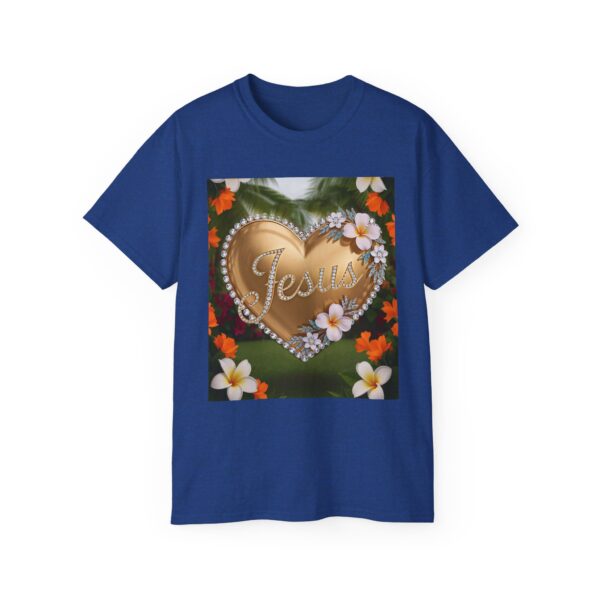 Our inspirational "Jesus" 'Diamond Ring-Solid Gold Heart' Design! on a Christian Unisex Cotton T-Shirt, Faith Spiritual Apparel, Love Gift - Image 21