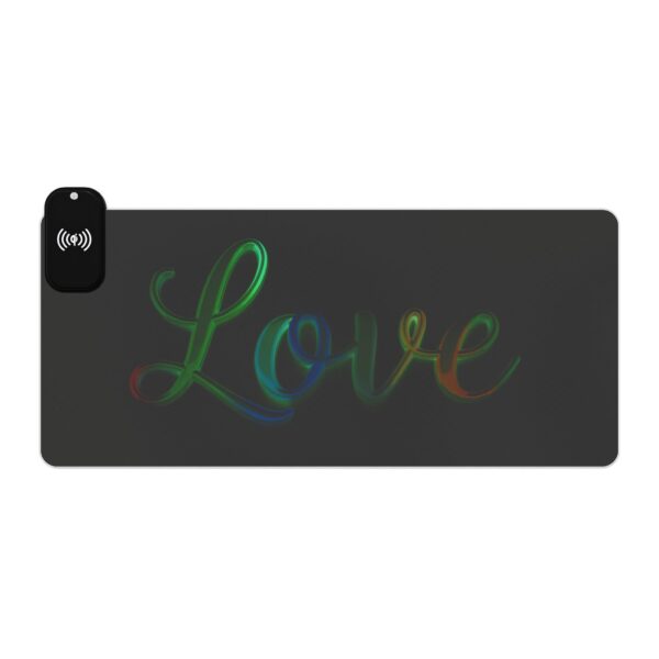 LED + Wireless Charger Gaming Mouse Pad with our inspirational "Love" 'light in darkness' Design, Gaming Desk Accessory, Tech Gift, Home Office Gamer Essentials - Image 4