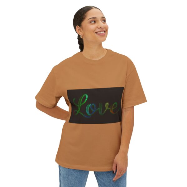 Our "Love" 'light in darkness' design on a Unisex Tee, Inspirational Oversized Box Tshirt, Religious Graphic Top, Travel Bible Verse Apparel - Image 10