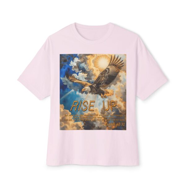 Our "Rise Up" 'soaring eagle' Inspirational Christian Unisex Oversized Boxy Tee with Isaiah 40:31. Gospel Apparel, Spiritual T-shirt, Gift for Christians - Image 5