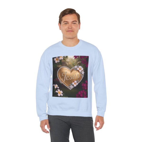 Crewneck Sweatshirt-with our inspirational "Jesus" 'Solid Gold Heart' Design!! Vintage Inspired Faith Apparel, Gospel Fashion Unisex Heavy - Image 7