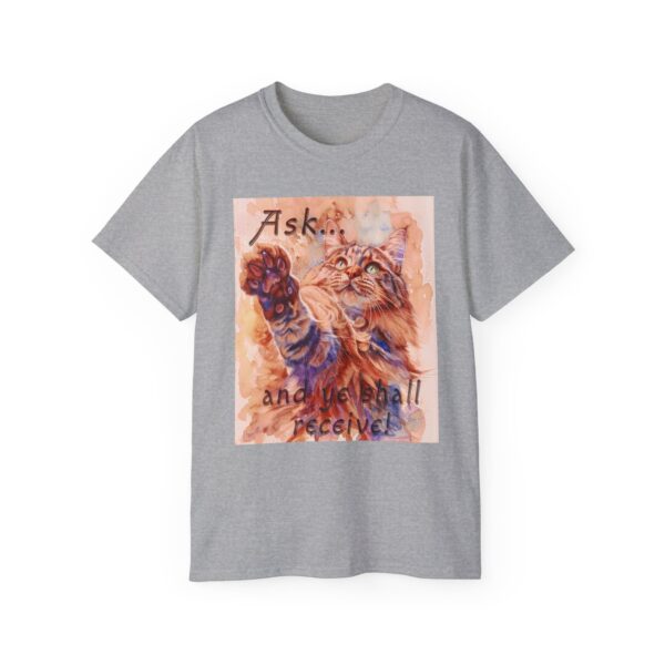 Our "Ask ...and ye shall receive" Matt 7:7 featuring a Maine Coon Cat asking for a treat! Vintage Christian Faith Apparel Unisex Cotton T-Shirt, Thoughtful Quote, Philippians 4:8 - Image 10