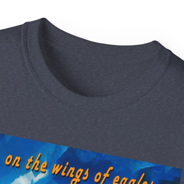 Our "as on the wings of eagles" Cotton T-Shirt with a majestic eagle in flight. Vintage Christian Faith Apparel Unisex Cotton T-Shirt, Thoughtful Quote from Isaiah 40:31! - Image 48