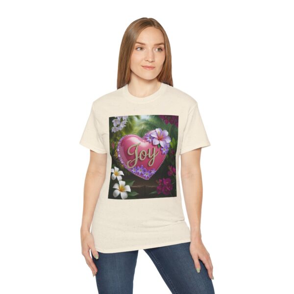 Our inspirational "Joy" 'Solid Pink Heart' Design! on a Christian Unisex Cotton T-Shirt, Faith Spiritual Apparel, Love Gift - Image 5