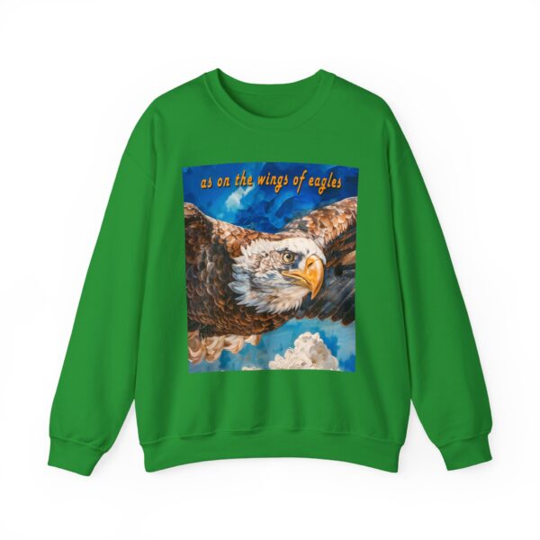 Crewneck Sweatshirt-with our "as on the wings of eagles" design with a majestic eagle in flight! Vintage Inspired Faith Apparel, Gospel Fashion Unisex Heavy Isaiah 40:31 - Image 14