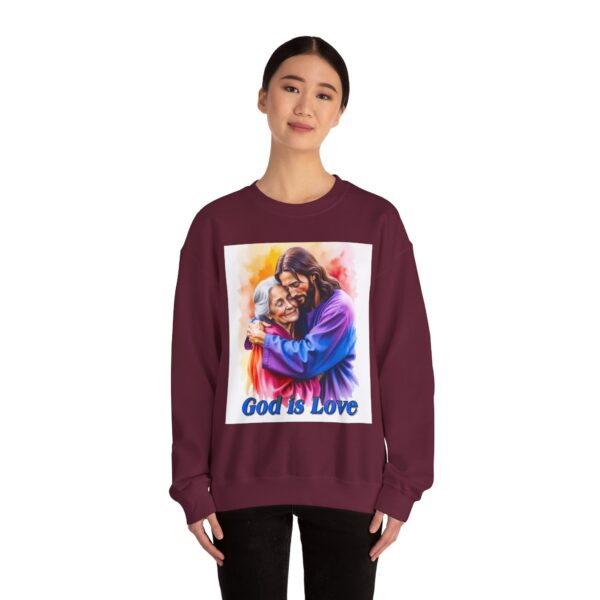 Crewneck Sweatshirt with our "God is Love" series with Jesus hugging Grandmother! Inspirational Biblical, Vintage Inspired, Gift - Image 21