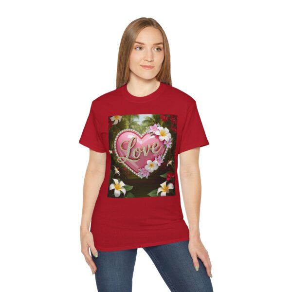 Our inspirational "Love" 'Solid Pink Heart' Design! on a Christian Unisex Cotton T-Shirt, Faith Spiritual Apparel, Love Gift - Image 5