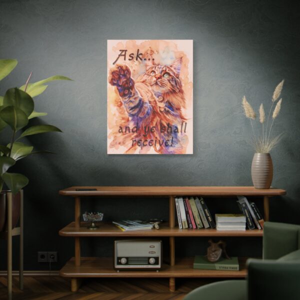 Inspirational Wall Art Canvas, "Ask ...and ye shall receive" Maine Coon Cat asking for a treat! Christian Home Decor, Uplifting Religious Gift, Faith-Based Artwork - Image 18