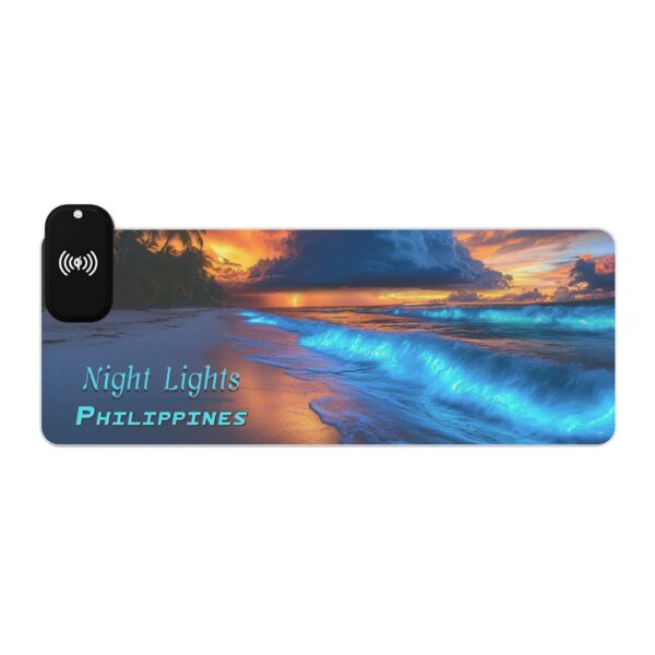 LED + Wireless Charger Gaming Mouse Pad with 'Night Lights-Philippines' Design, Gaming Desk Accessory Tech Gift Home Office Gamer Essentials - Image 4