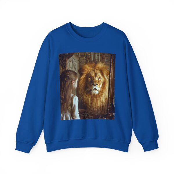 Crewneck Sweatshirt with our 'Lion in the Mirror' Inspirational design! Inspirational Biblical, Vintage, Lion of Judah and Aslan-Inspired Gift - Image 21