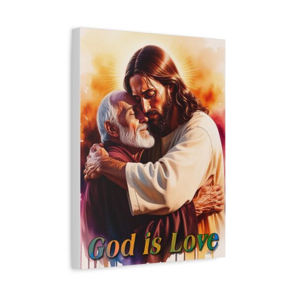 Inspirational Wall Art Canvas, "God is Love" Jesus hugging Papa! Print, Christian Home Decor, Uplifting Religious Gift, Faith-Based Artwork - Image 4