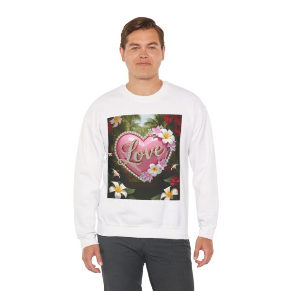 Crewneck Sweatshirt-with our inspirational "Love" 'Solid Pink Heart' Design!! Vintage Inspired Faith Apparel, Gospel Fashion Unisex Heavy - Image 3