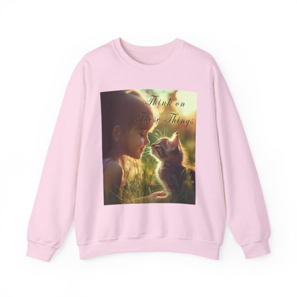 Crewneck Sweatshirt-with our 'Kitten Kisses' "Think on these things" Inspirational Vintage Christian Faith Apparel Gospel Sweatshirt Unisx Heavy - Image 2
