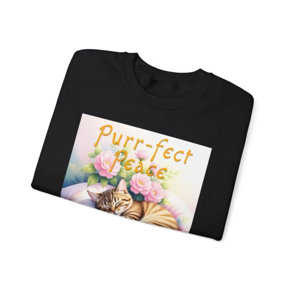 Crewneck Sweatshirt with our "Purr-fect Peace" with a cat in blissful sleep design featuring the verse Isaiah 26:3! Inspirational Biblical, Vintage Inspired, Gift - Image 12