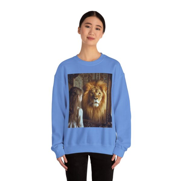 Crewneck Sweatshirt with our 'Lion in the Mirror' Inspirational design! Inspirational Biblical, Vintage, Lion of Judah and Aslan-Inspired Gift - Image 18