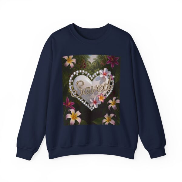 Crewneck Sweatshirt-with our Inspirational "Saved" 'Pure White Heart' Design!! Vintage Inspired Faith Apparel, Gospel Fashion Unisex Heavy - Image 17