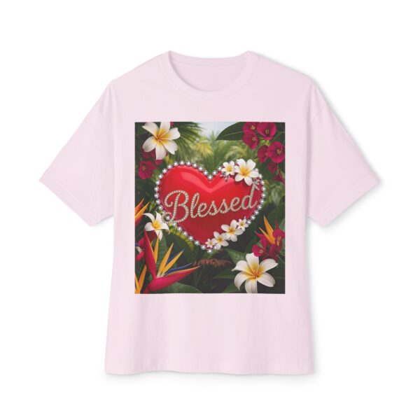 Our Inspirational "Blessed" 'Solid Red Heart' Design!! Boxy T-Shirt Christian Faith Apparel Unisex Cotton Tee, Oversized Boxy Top T-shirt - Image 2