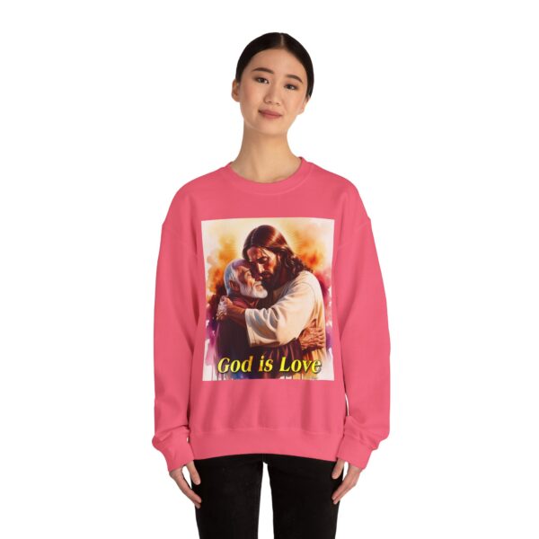 Crewneck Sweatshirt with our "God is Love" series with Jesus hugging papa! Inspirational Biblical Vintage Inspired Gift - Image 20