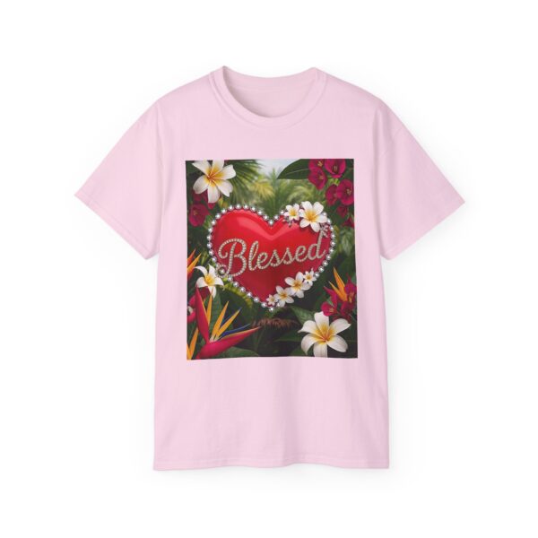 Our inspirational "Blessed" 'Solid Red Heart' Design! on a Christian Unisex Cotton T-Shirt, Faith Spiritual Apparel, Love Gift - Image 27