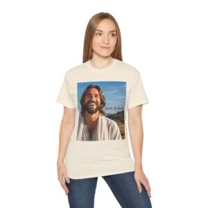 Our inspirational "Just Jesus" Design!! on a Christian Unisex Cotton T-Shirt, Faith Spiritual Apparel, Love Gift