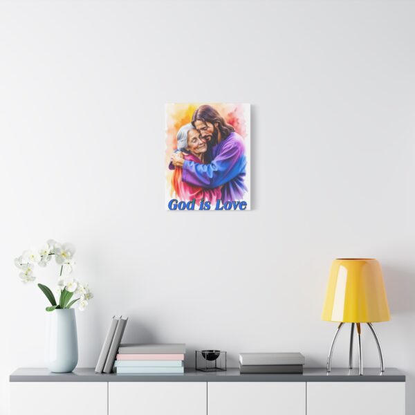 Inspirational Wall Art Canvas, "God is Love" Jesus hugging Grandmother, Christian Home Decor, Uplifting Religious Gift, Faith-Based Artwork - Image 8