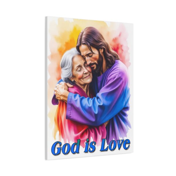 Inspirational Wall Art Canvas, "God is Love" Jesus hugging Grandmother, Christian Home Decor, Uplifting Religious Gift, Faith-Based Artwork - Image 17