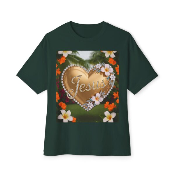 Our "Jesus" 'Diamond Ring-Solid Gold Heart' Design Boxy T-Shirt Inspirational Christian Faith Apparel Unisex Cotton Tee, Oversized Boxy Top T-shirt - Image 9