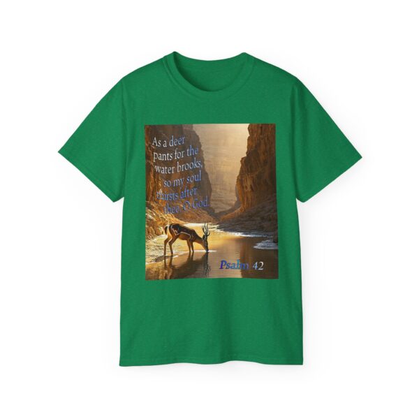 Our inspirational Psalm 42 'As a Deer Pants' in design! Christian Unisex Cotton T-Shirt, Faith Spiritual Apparel, Love Gift - Image 15