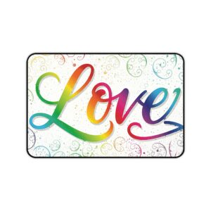 Inspirational Desk Mat with our "Love" 'spirals' Design. Mouse Pad, Office Decor Desk Accessory, Gaming Pad, Computer Mat, Non-Slip