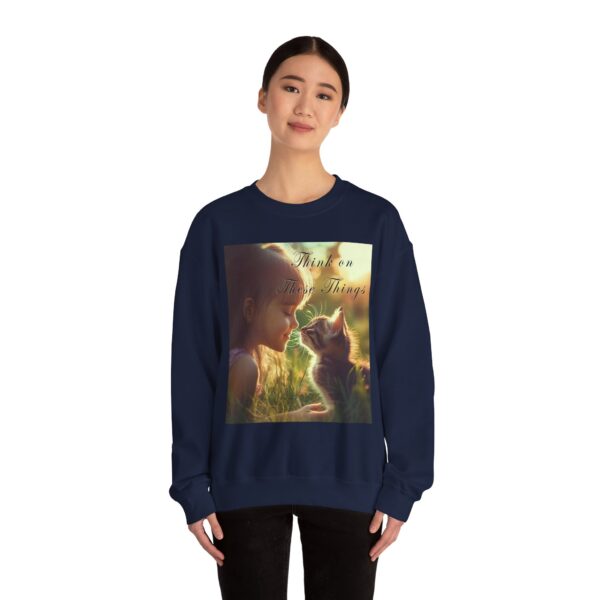 Crewneck Sweatshirt-with our 'Kitten Kisses' "Think on these things" Inspirational Vintage Christian Faith Apparel Gospel Sweatshirt Unisx Heavy - Image 24