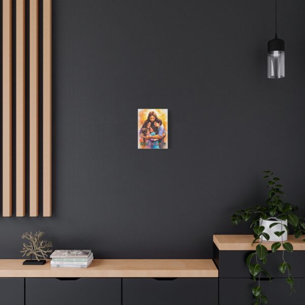 Inspirational Wall Art Canvas "God is Love" Jesus hugging a young family! Christian Home Decor Uplifting Religious Gift Faith-Based Artwork - Image 3