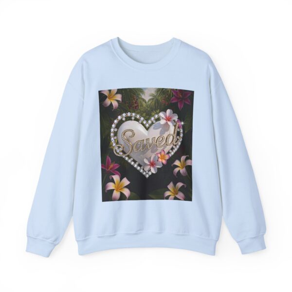 Crewneck Sweatshirt-with our Inspirational "Saved" 'Pure White Heart' Design!! Vintage Inspired Faith Apparel, Gospel Fashion Unisex Heavy - Image 6