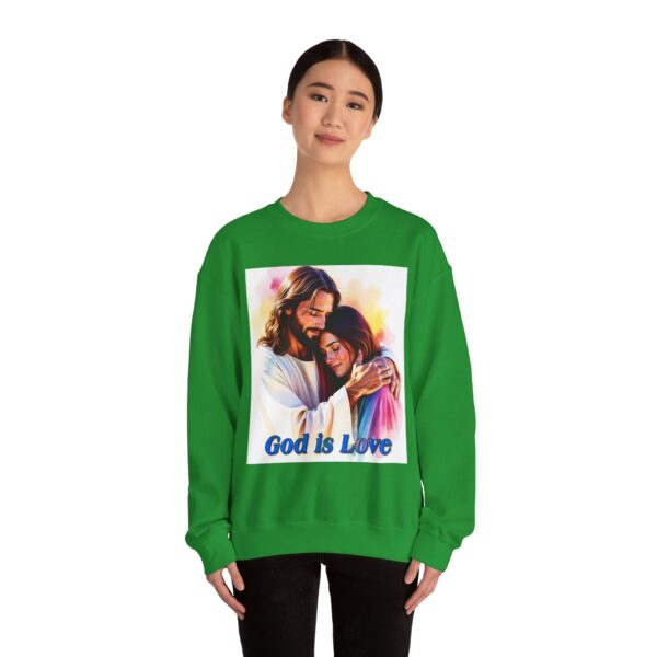 Crewneck Sweatshirt with our "God is Love" series with Jesus hugging a young lady! Inspirational Biblical, Vintage Inspired Gift - Image 14