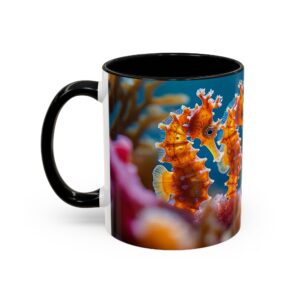 Our 'Seahorses' design Accent Coffee Mug, Perfect for Wedding Gifts, Inspirational Decor Beauty of God's Creation Tea Ceramic