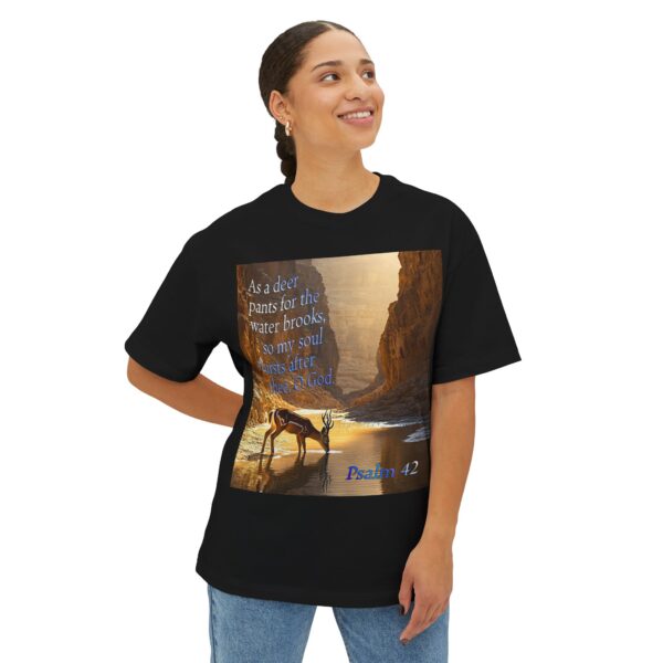 Psalm 42 Deer Panting Unisex Tee, Inspirational Israel Shirt, Oversized Box Tshirt, Religious Graphic Top, Travel Bible Verse Apparel - Image 6