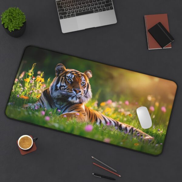 Inspirational Desk Mat 'Bengal Tiger at Rest' Mouse Pad, Office Decor Desk Accessory, Gaming Pad, Computer Mat, Non-Slip, Natural Beauty - Image 9