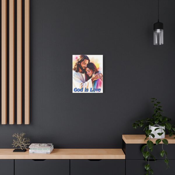 Inspirational Wall Art Canvas, "God is Love" Jesus hugging a young lady! Christian Home Decor, Uplifting Religious Gift, Faith-Based Artwork - Image 9