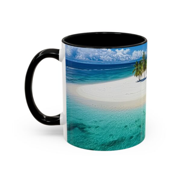 Our inspirational "Five Palm Island" Ceramic Accent Coffee Mug Design is Perfect for Wedding Gifts, Inspirational Decor - Image 3